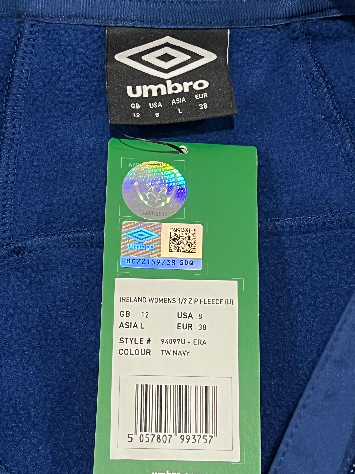 Rep of Ireland 2014-16 Women's 1/2 Zip Fleece - Size 12