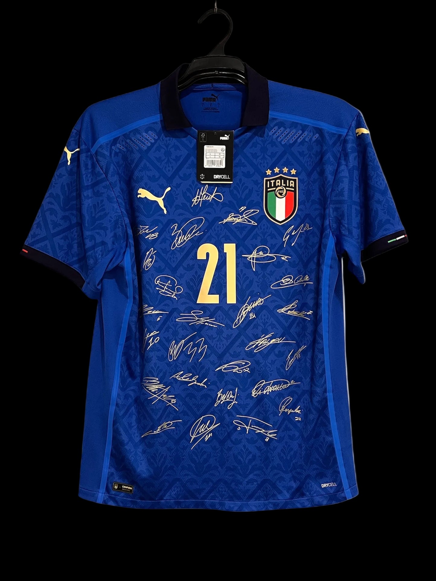 Italy 2020-21 Home - Limited Edition Player Spec with Printed signatures and Campioni 21